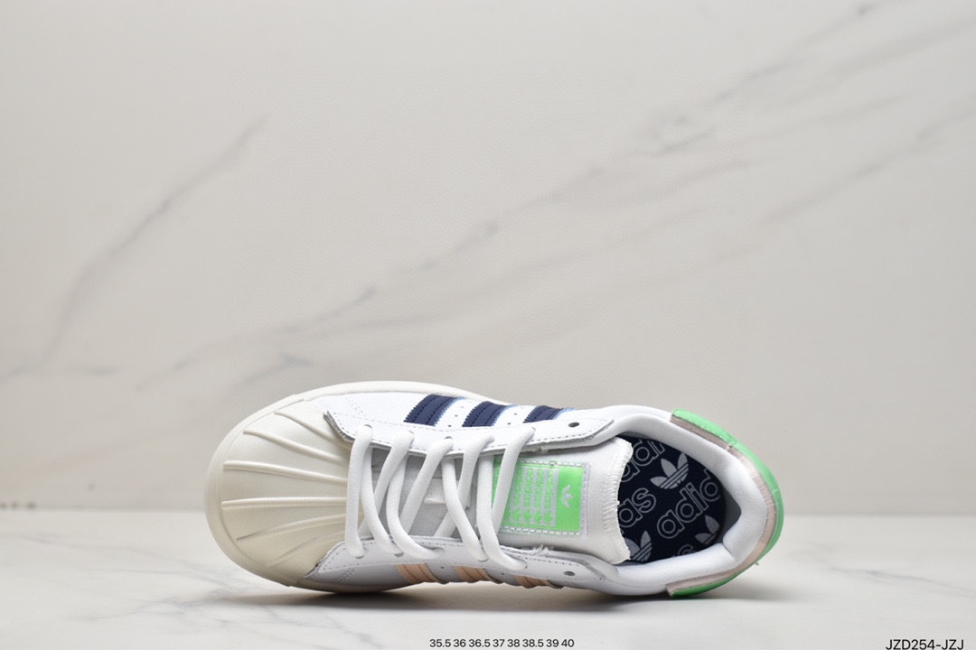 adidas originals Superstar casual wear-resistant sneakers women's white and green GW9588