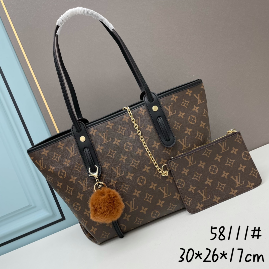 Louis Vuitton LV Neverfull Handbags Tote Bags Cowhide Vintage