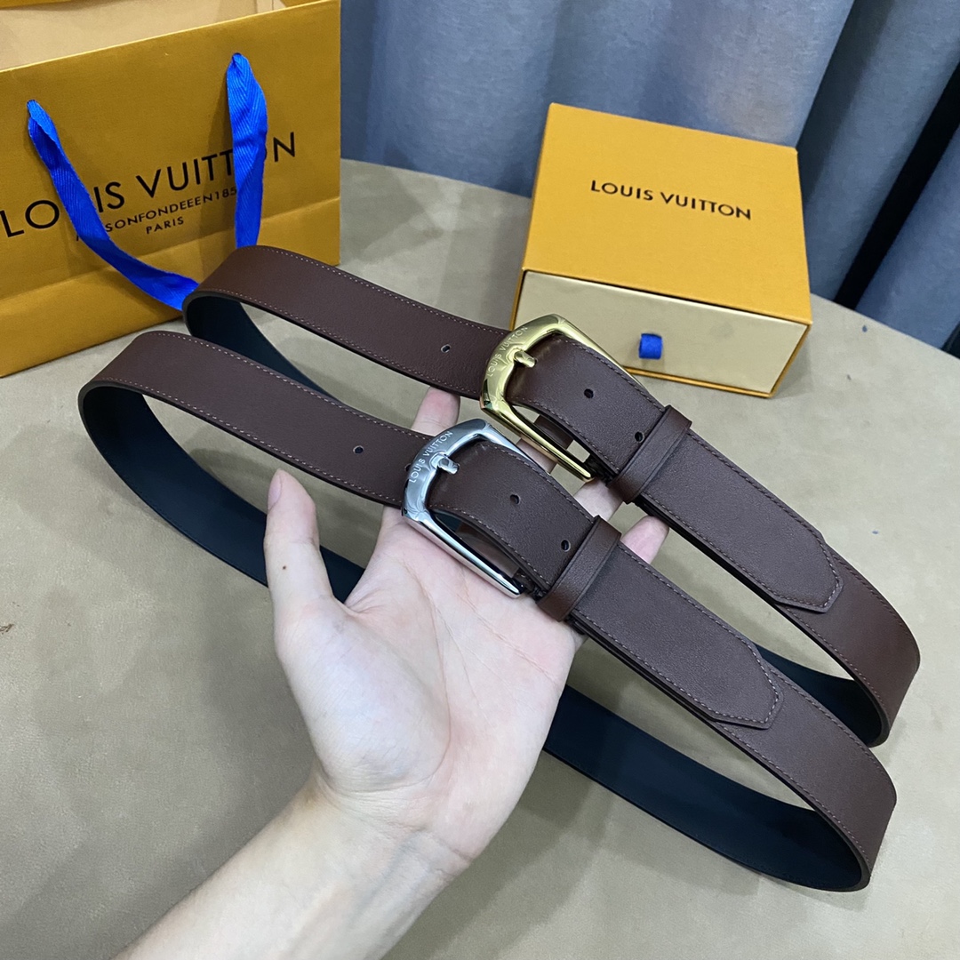 Louis Vuitton Belts Men Calfskin Cowhide