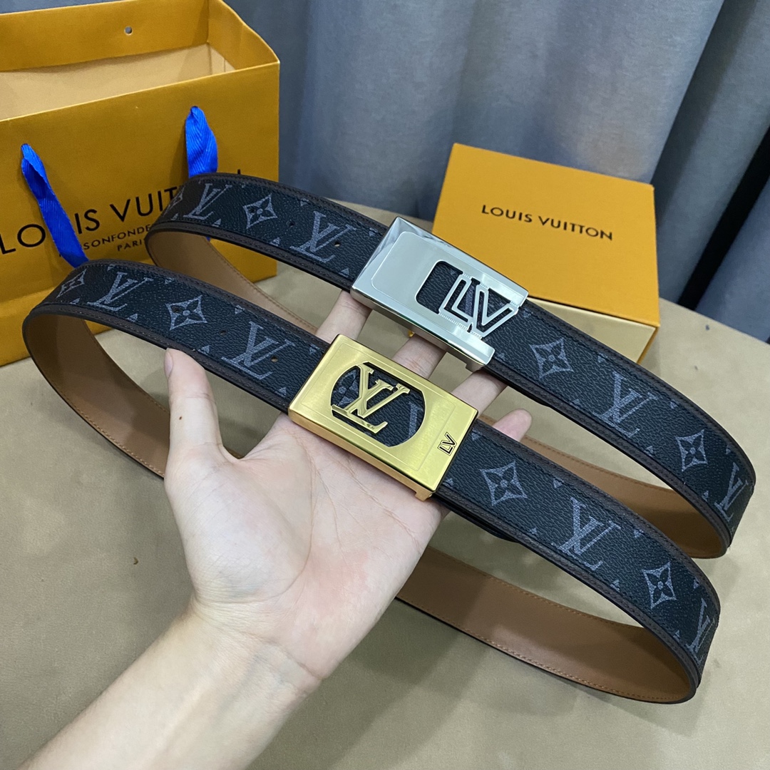 Louis Vuitton Belts Men Calfskin Canvas Cowhide