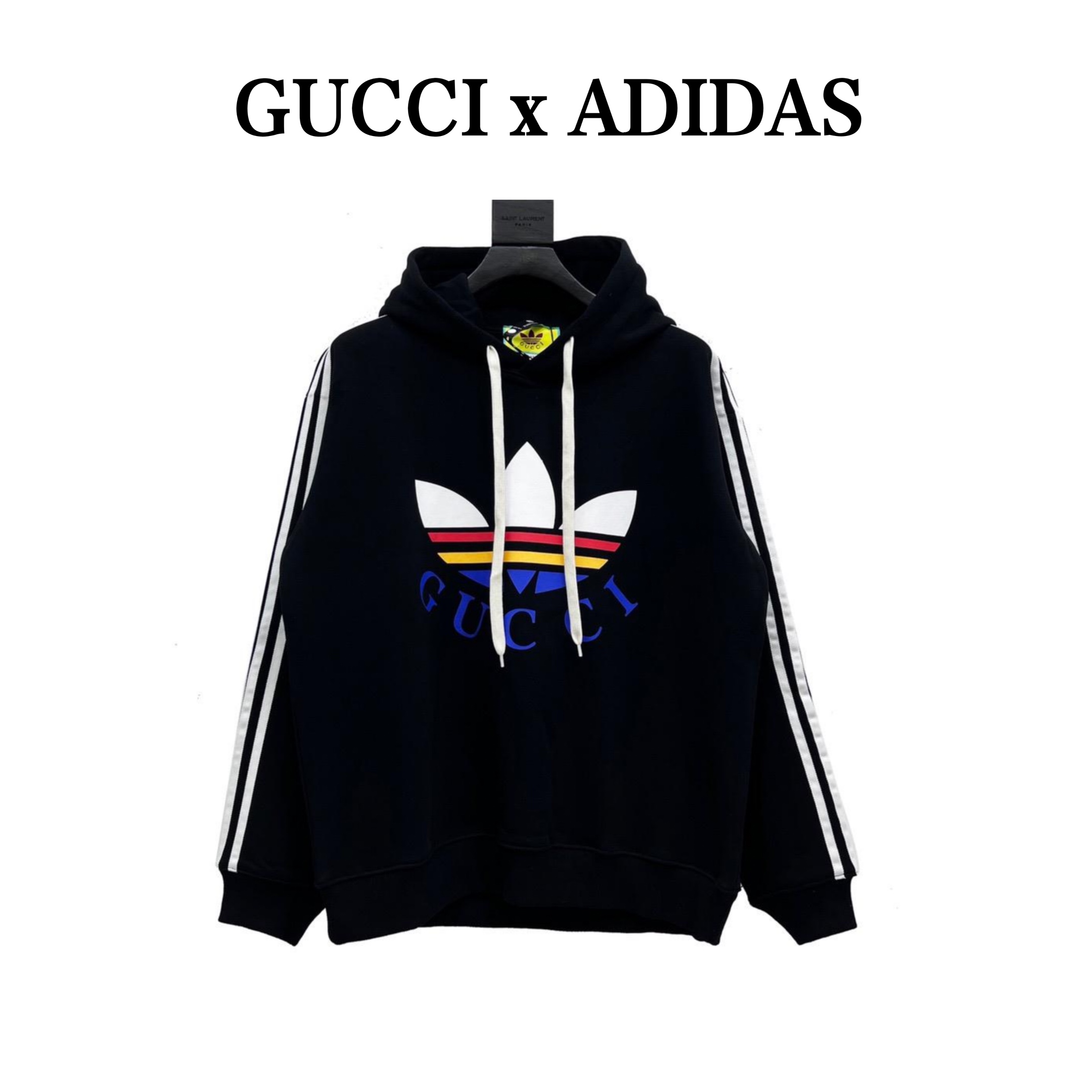 280 Gucci家 ×adidas三叶草印花LOGO连帽卫衣