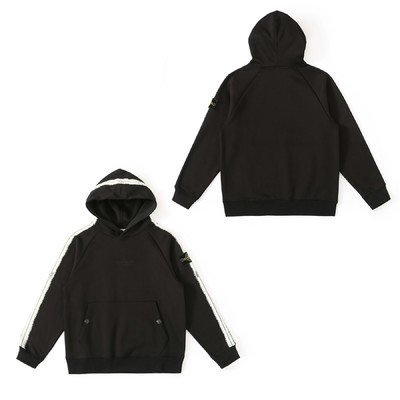 Stone Island Perfect Clothing Sweatshirts Black Embroidery Cotton Hooded Top