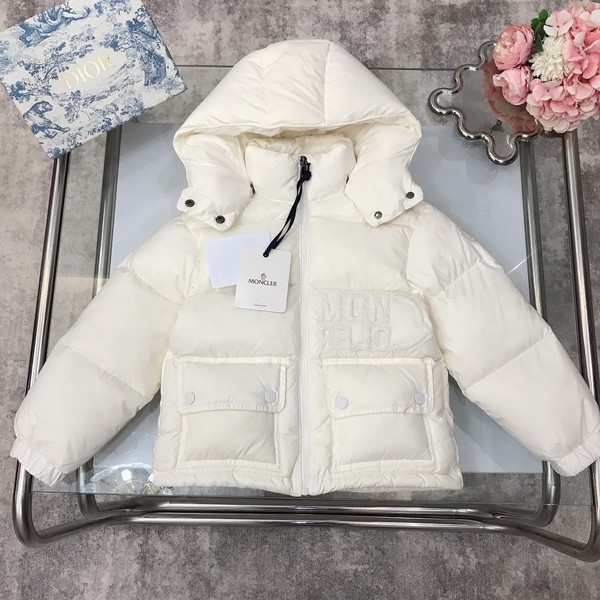 Moncler Clothing Down Jacket White Embroidery Kids Unisex Knitting Nylon Goose Down Hooded Top