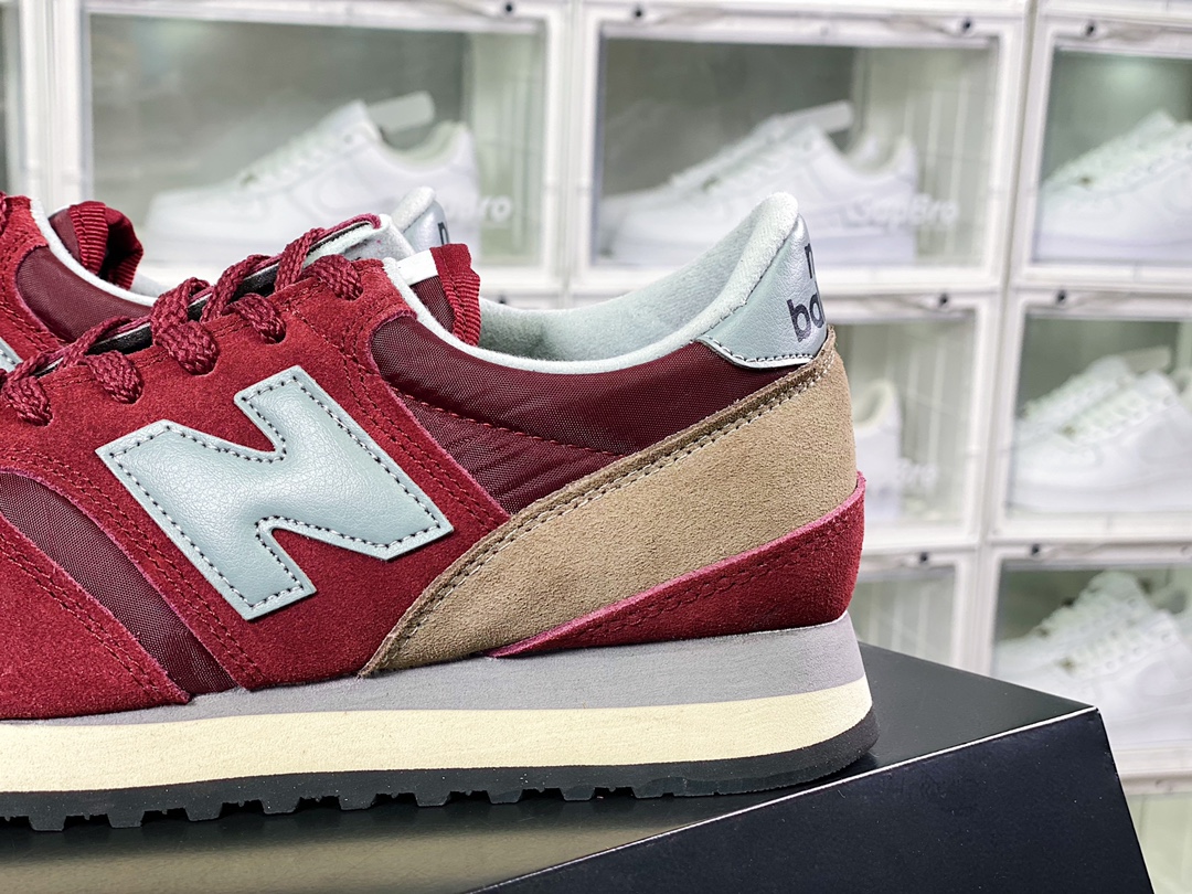 NBMADE UK 730 series low-top retro casual sports jogging shoes ”wine red brown gray” M730UKF