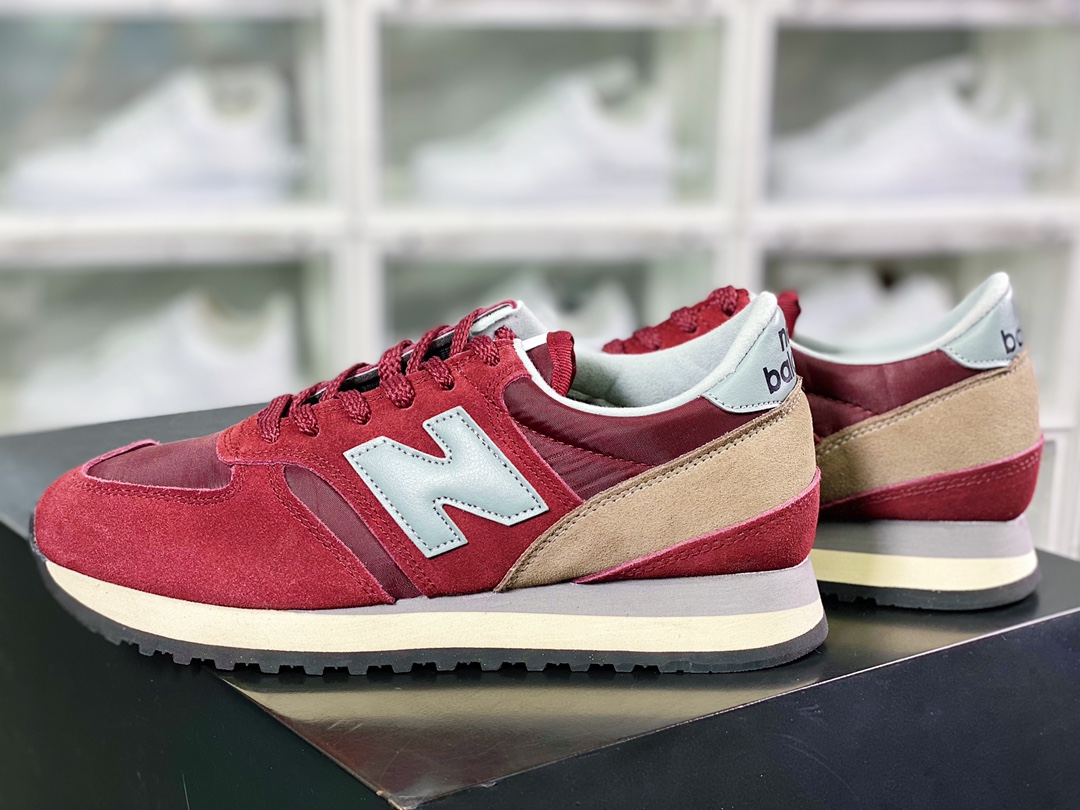 NBMADE UK 730 series low-top retro casual sports jogging shoes ”wine red brown gray” M730UKF