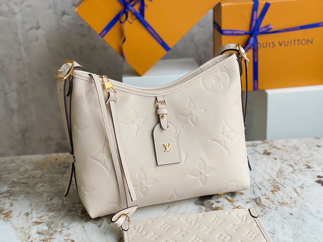 顶级原单M46293米白全皮全皮压花系列小号CarryAll小号手袋M46288取材Monogram全皮
