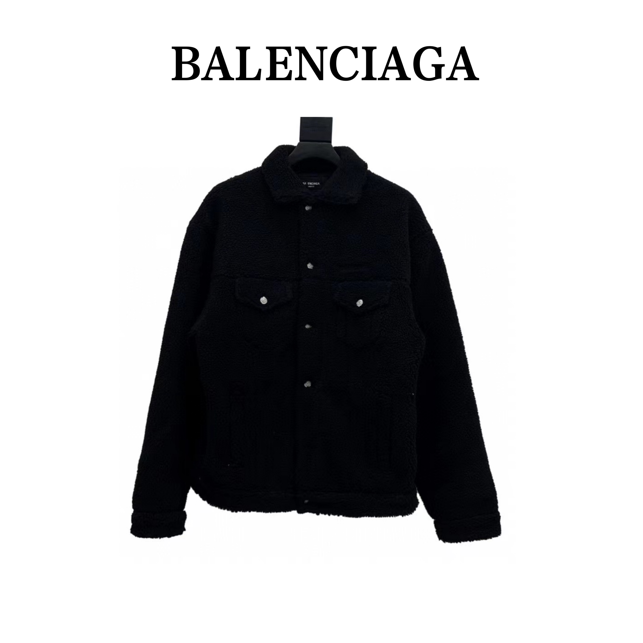 470 Balenciaga/巴黎世家 22ss logo刺绣泰迪羊羔毛外套