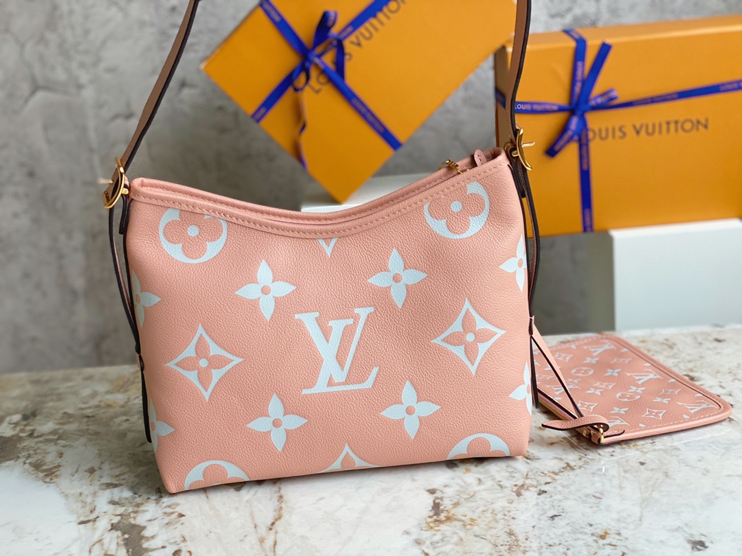 顶级原单M46298粉色全皮全皮压花系列小号CarryAll小号手袋M46288取材Monogram全皮
