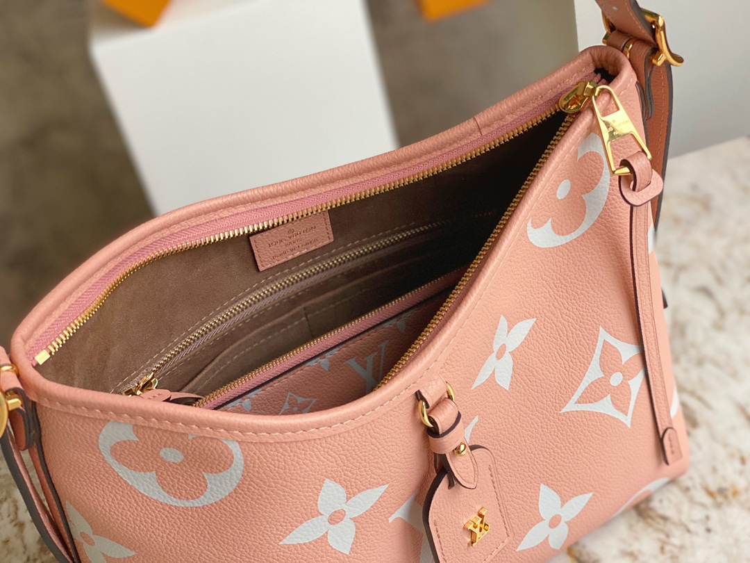 顶级原单M46298粉色全皮全皮压花系列小号CarryAll小号手袋M46288取材Monogram全皮