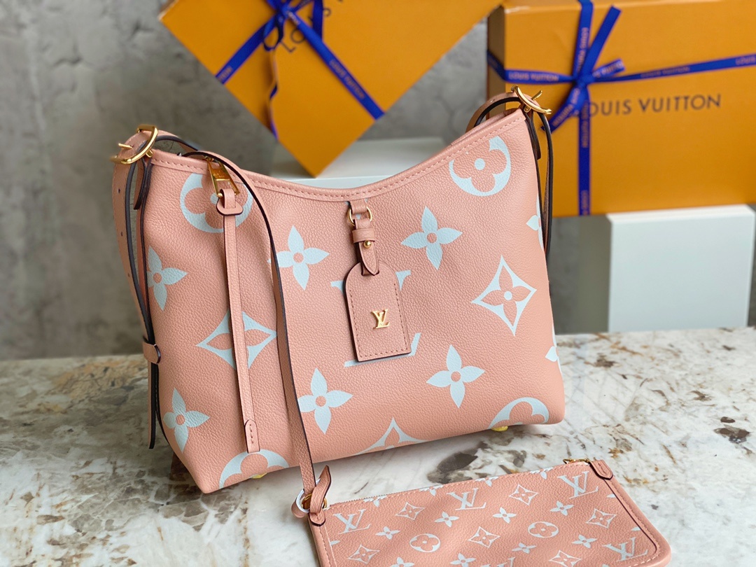 顶级原单M46298粉色全皮全皮压花系列小号CarryAll小号手袋M46288取材Monogram全皮