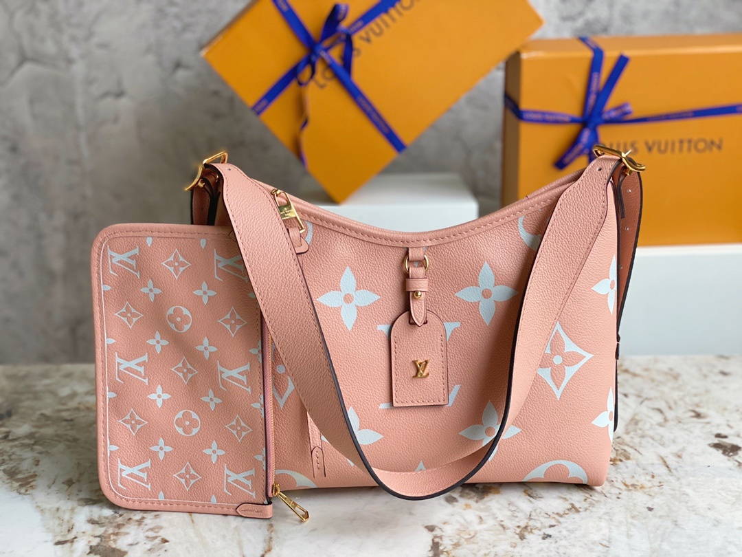 顶级原单M46298粉色全皮全皮压花系列小号CarryAll小号手袋M46288取材Monogram全皮