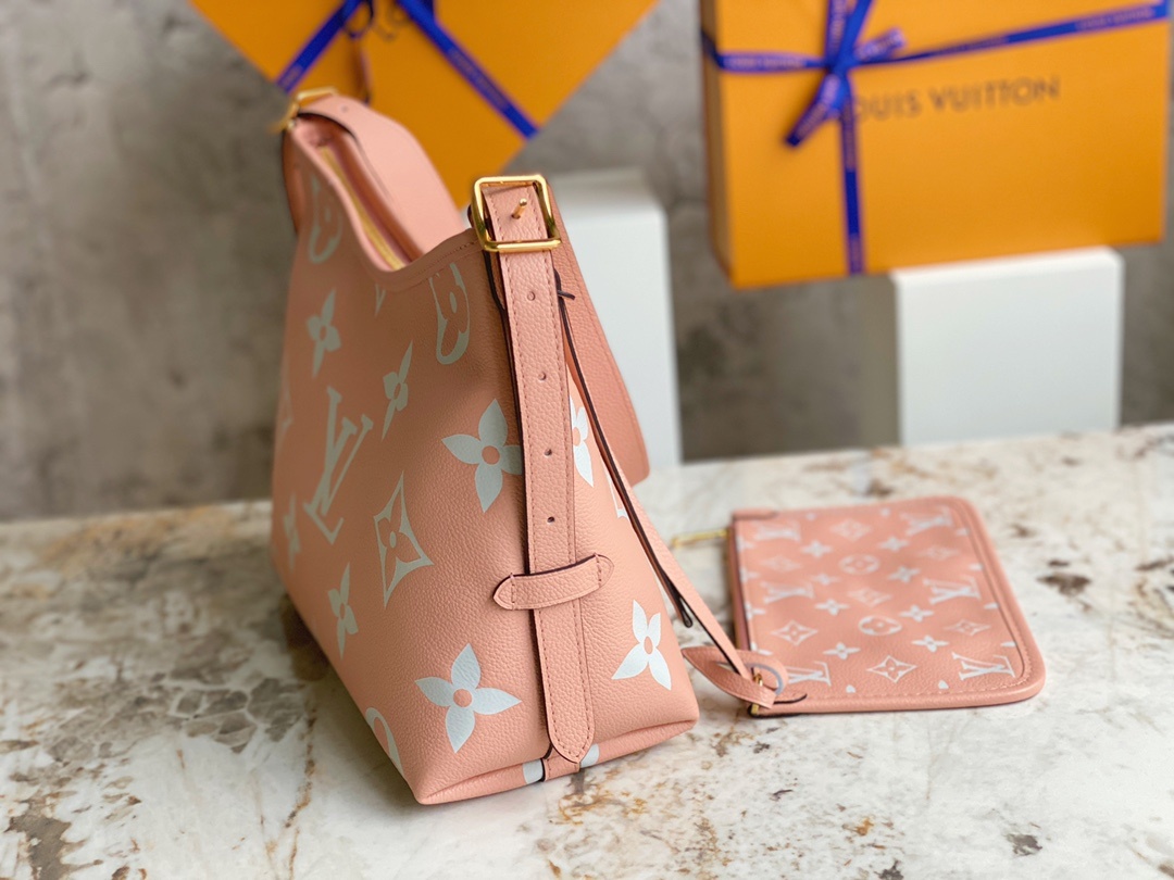 顶级原单M46298粉色全皮全皮压花系列小号CarryAll小号手袋M46288取材Monogram全皮