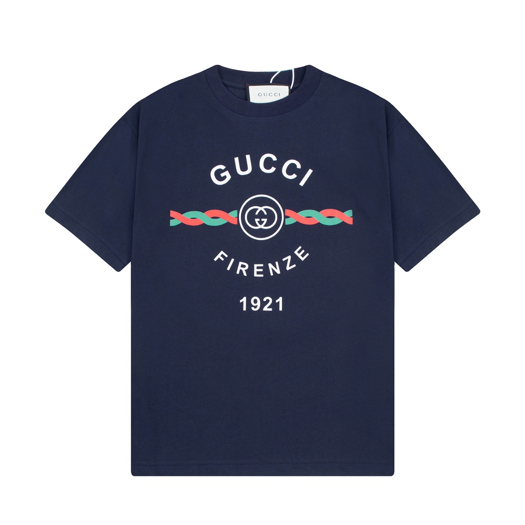 Gucci 古驰 “Gucci Fircnzc 1921”饰互扣式双G印花短袖