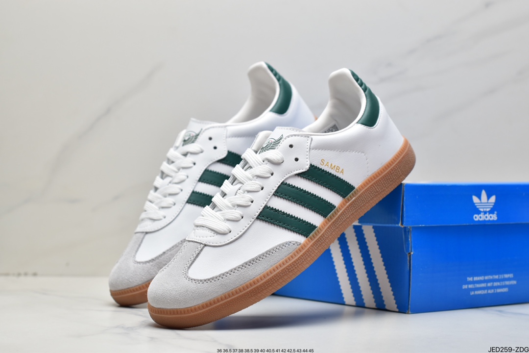 Adidas adidas clover SAMBA OG men and women complex gray white green white carry HP7905