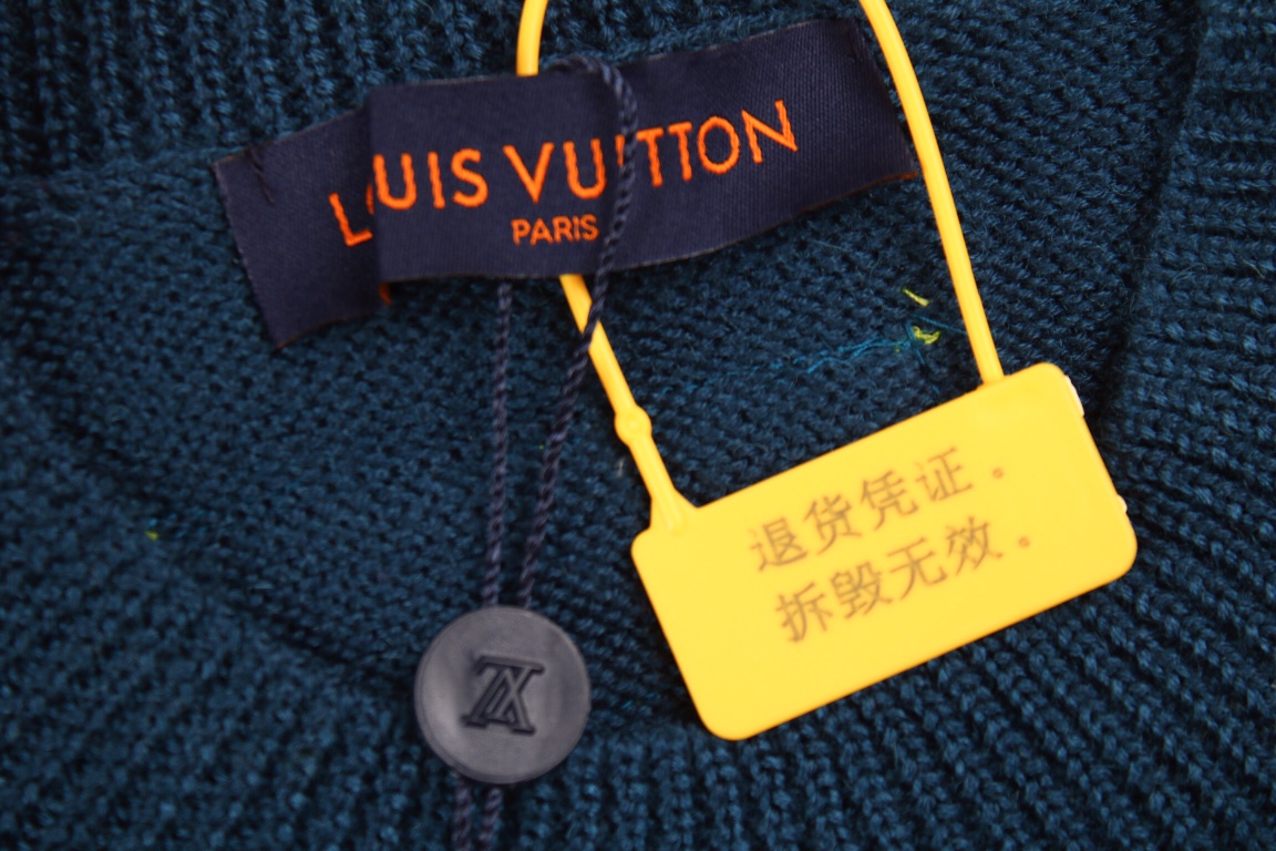 280 Louis Vuitton /路易威登 22Fw荧光黄logo撞色毛衣