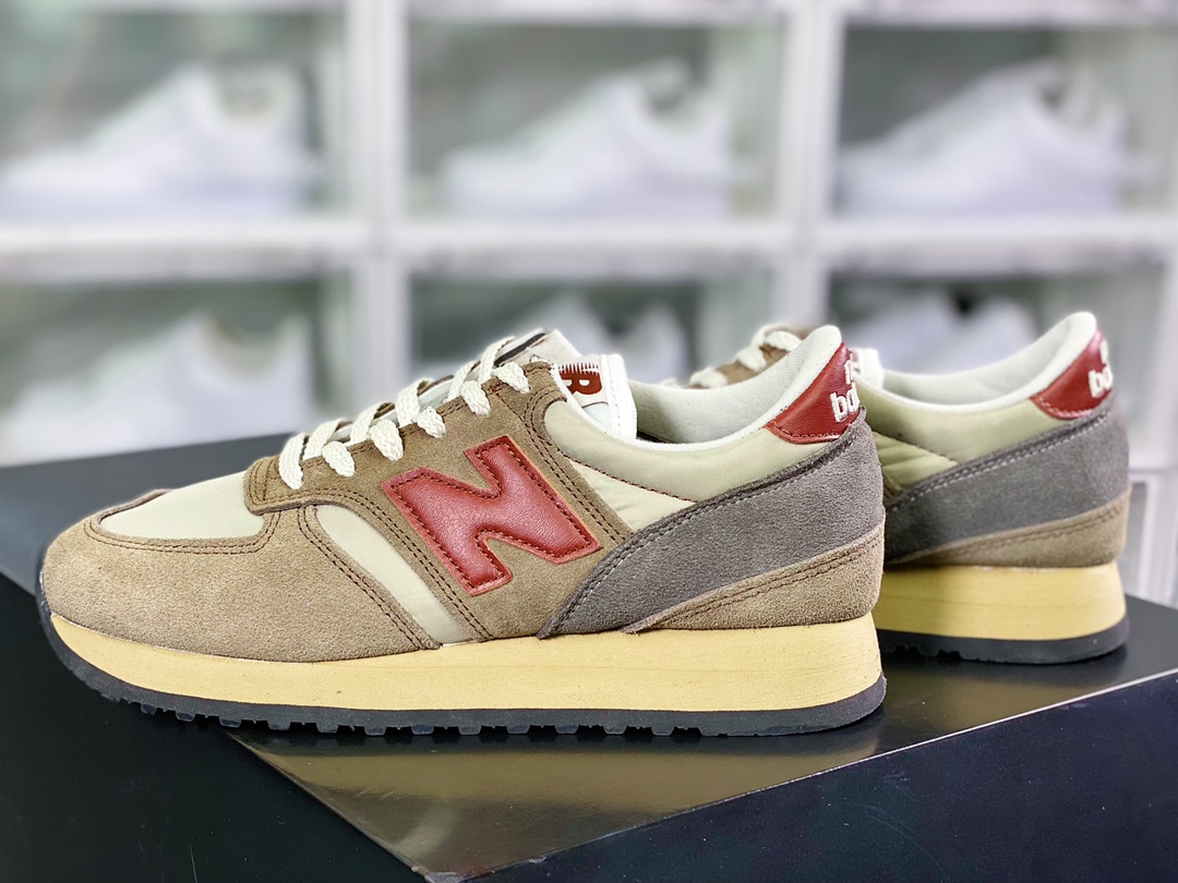 NB MADE UK 730 series low-top retro casual sports jogging shoes ”dark brown gray brick red” M730BBR