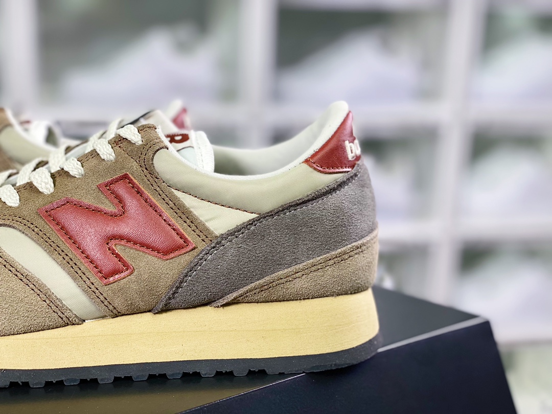 NB MADE UK 730 series low-top retro casual sports jogging shoes ”dark brown gray brick red” M730BBR