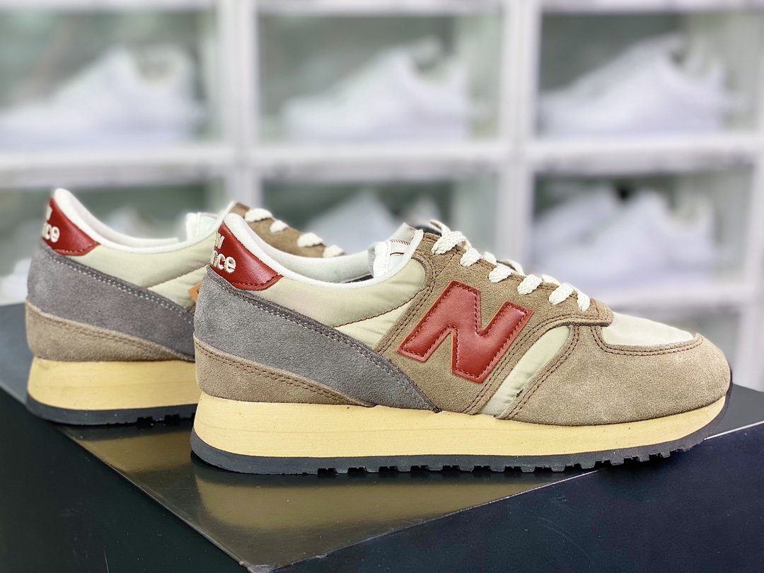 NB MADE UK 730 series low-top retro casual sports jogging shoes ”dark brown gray brick red” M730BBR