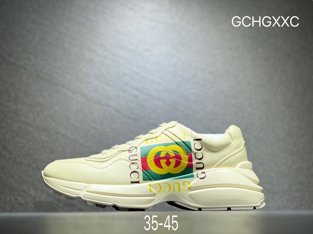 Luxury brand Gucci Rhyton Vintage leather horned retro daddy casual sports jogging shoes YH