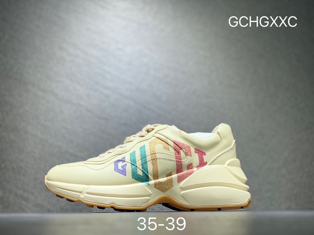 Luxury brand Gucci Rhyton Vintage leather horned retro daddy casual sports jogging shoes YH