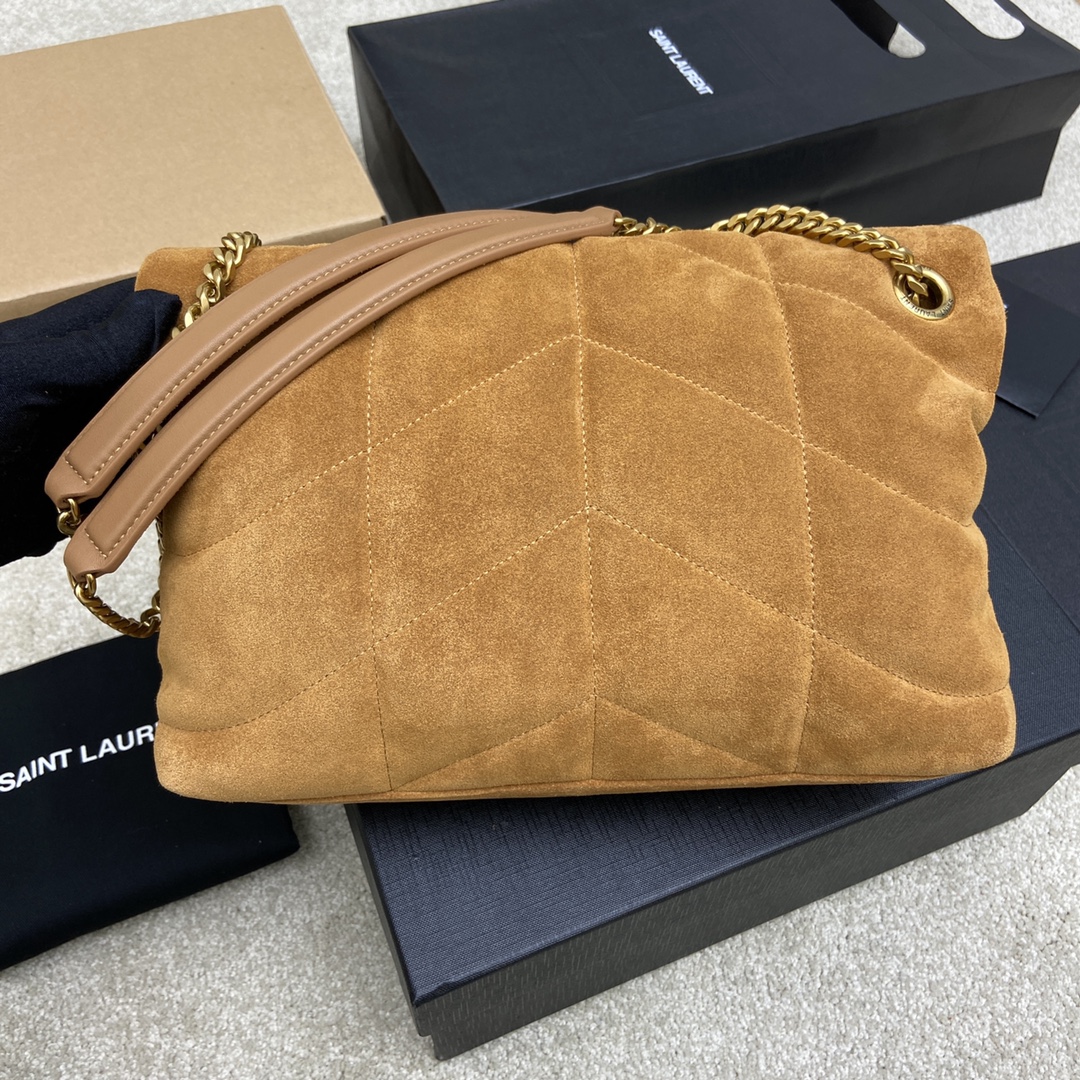 Saint Laurent 棕色磨砂皮/金色五金