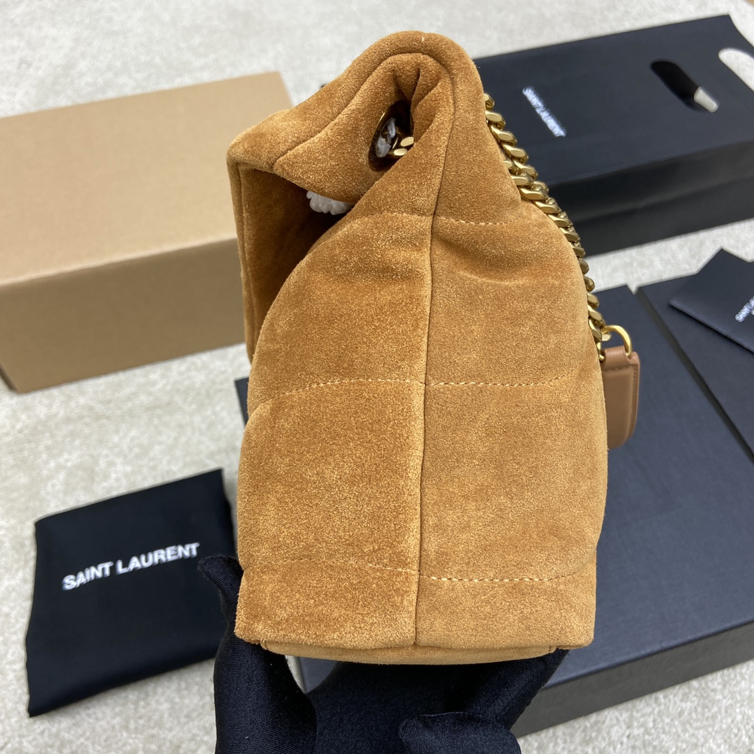 Saint Laurent 棕色磨砂皮/金色五金