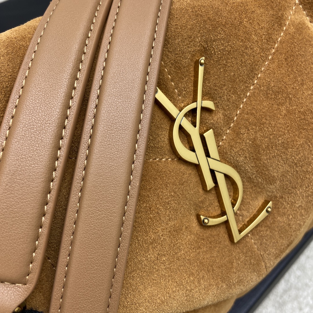 Saint Laurent 棕色磨砂皮/金色五金