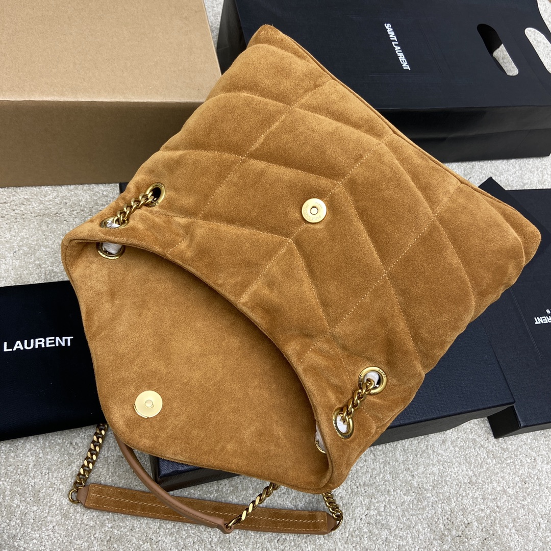 Saint Laurent 棕色磨砂皮/金色五金
