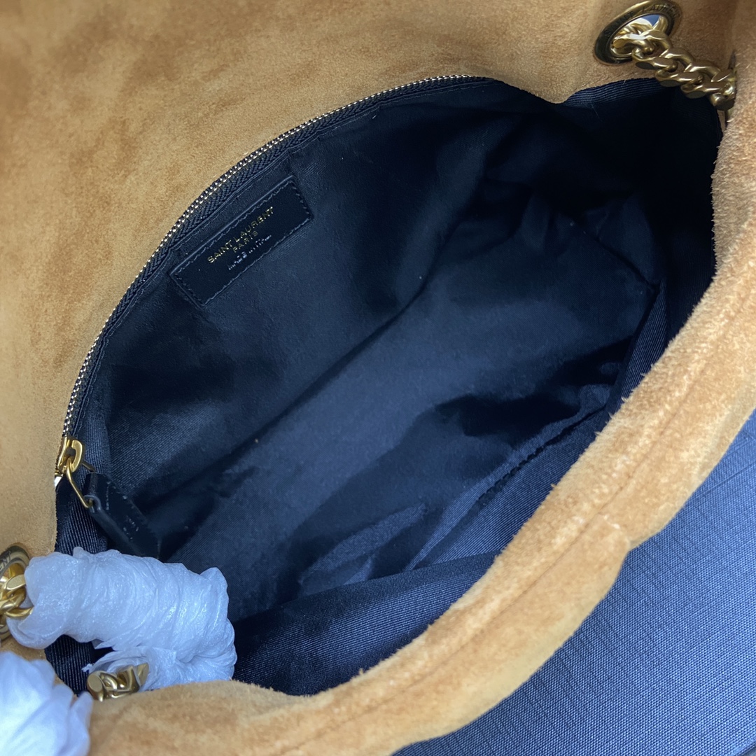Saint Laurent 棕色磨砂皮/金色五金