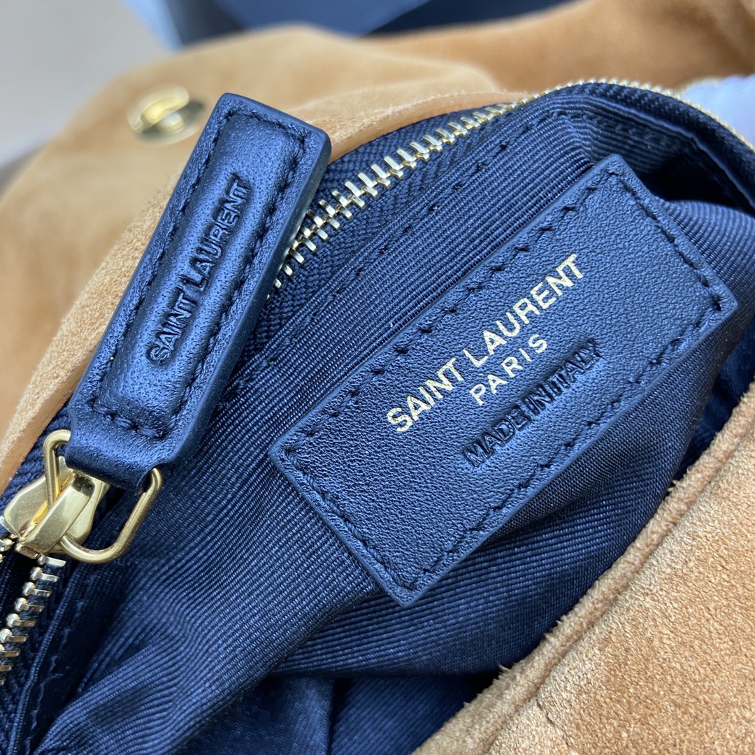 Saint Laurent 棕色磨砂皮/金色五金