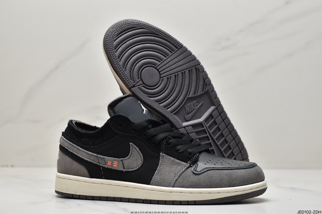 150 TWLGY Air Jordan 1 Low 灰蓝拼接解构乔丹一代篮球鞋 DN1635-100