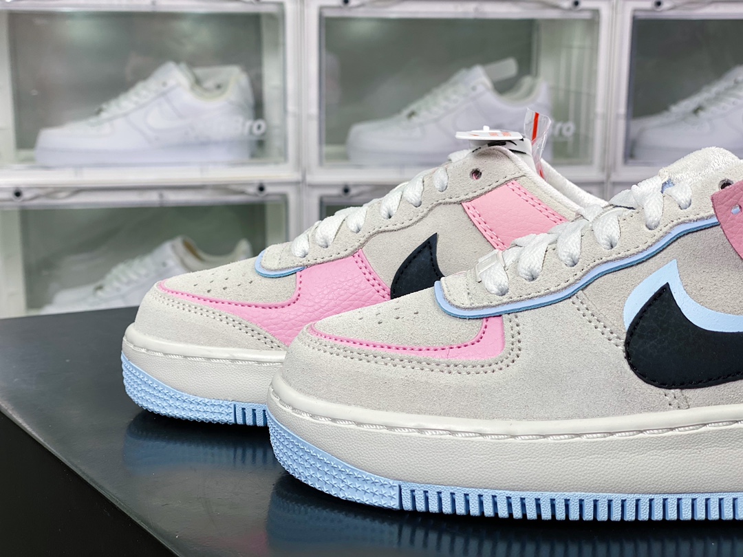 200 WMNS Air Force 1 Shadow”Grey/Blue/Pink”空军一号轻量增高低帮DX3358-100