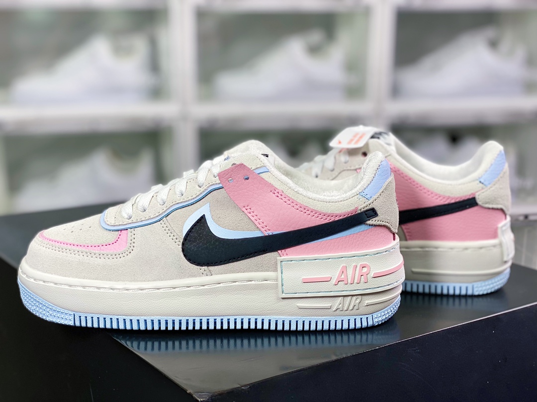 200 WMNS Air Force 1 Shadow”Grey/Blue/Pink”空军一号轻量增高低帮DX3358-100