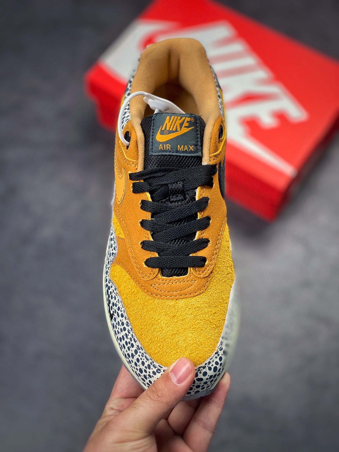 230 Nike Air Max 1 2022复刻灰黄石斑复古休闲跑步鞋 665873-200