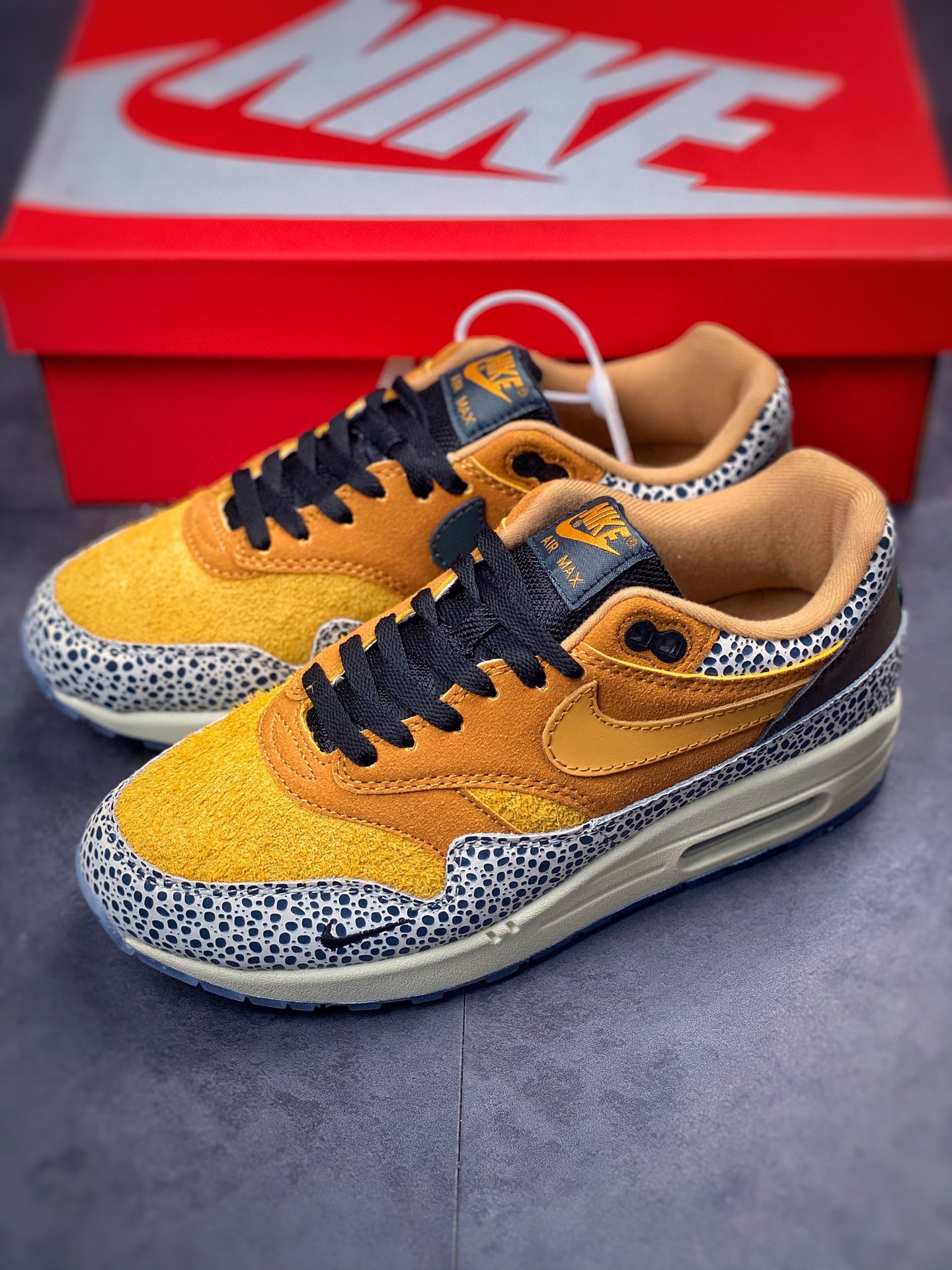 230 Nike Air Max 1 2022复刻灰黄石斑复古休闲跑步鞋 665873-200