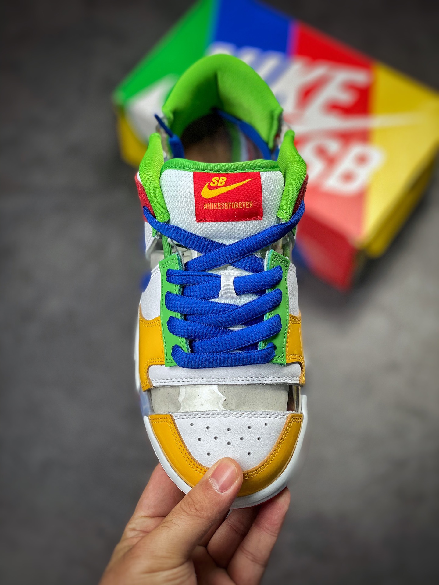 360 Nike SB Dunk Low 透明切割 白黄蓝 纯原大厂出品 FD8777-100