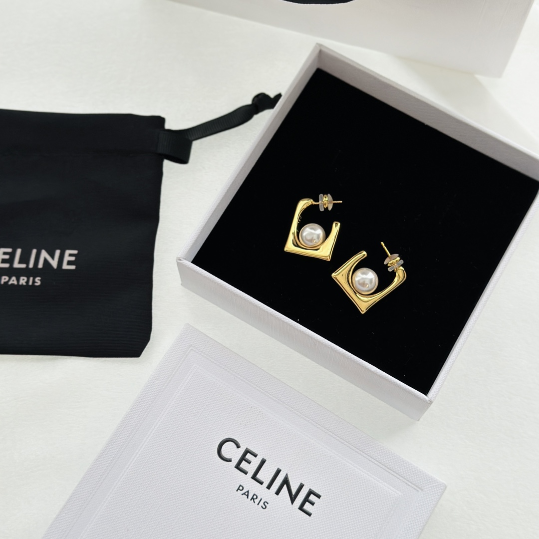 Celine Jewelry Earring Gold Yellow 925 Silver Brass