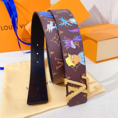 Louis Vuitton Monogram Brown Leather Belt with Cartoon Prints, 4.0 cm 1 Louis Vuitton Monogram Brown Leather Belt with Cartoon Prints, 4.0 cm