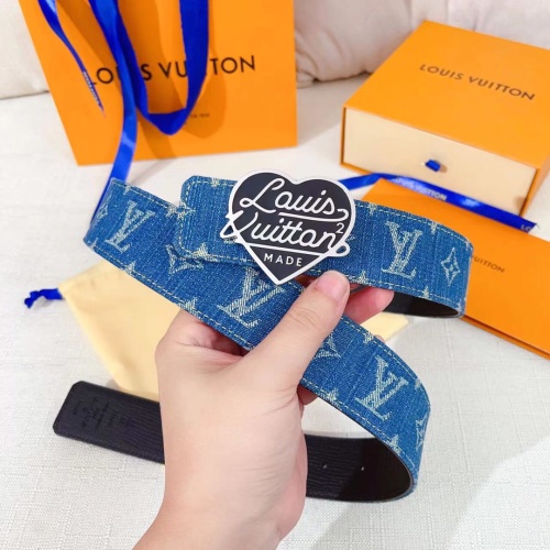Louis Vuitton Denim Monogram Belt with Heart Buckle, 4.0 cm 1 Louis Vuitton Denim Monogram Belt with Heart Buckle, 4.0 cm