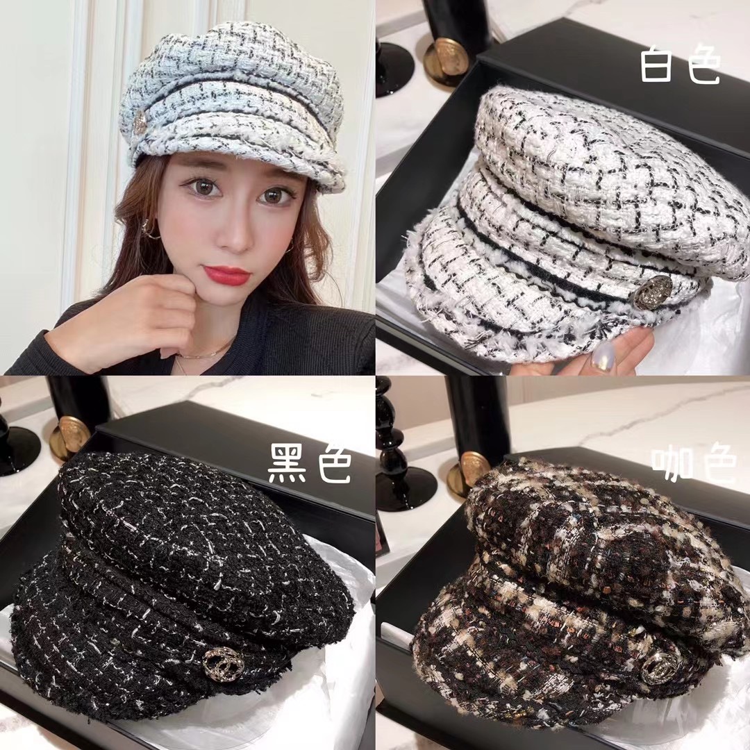 2023 Perfect Replica Designer
 Chanel AAAAA+
 Hats Baseball Cap Black White Wool Fall/Winter Collection