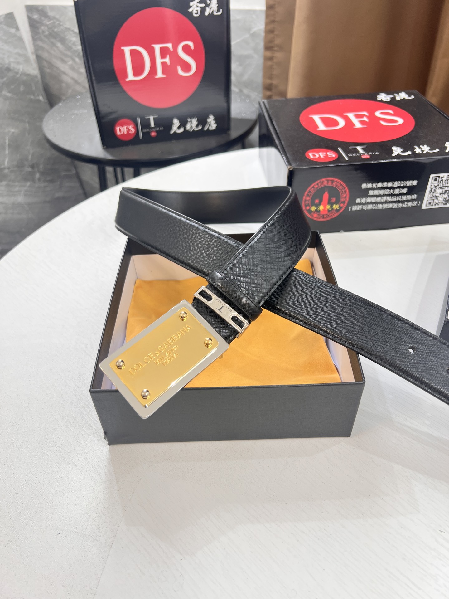 D&G原厂皮带 香港免税T礼盒 NXP吊牌感应 3 8cm