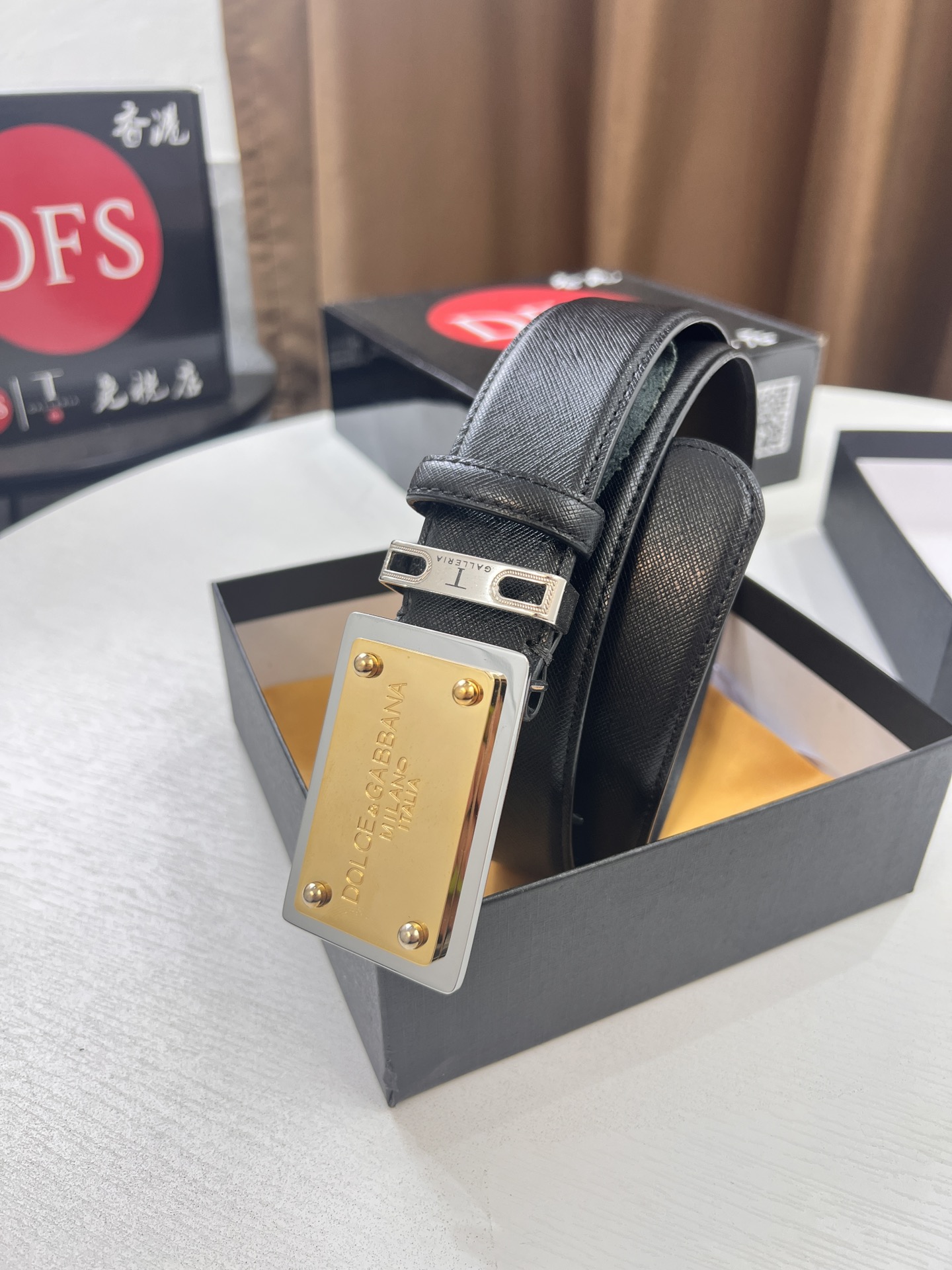 D&G原厂皮带 香港免税T礼盒 NXP吊牌感应 3 8cm