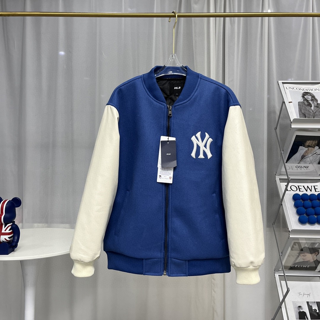 200 MLB/NY洋基队专柜刺绣复古毛呢棒球棉服情侣夹克外套