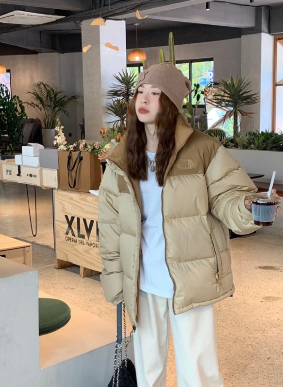 Upper body effect # same style as men and women THE NORTH FACE North/1996 Wheat color trendy down jacket