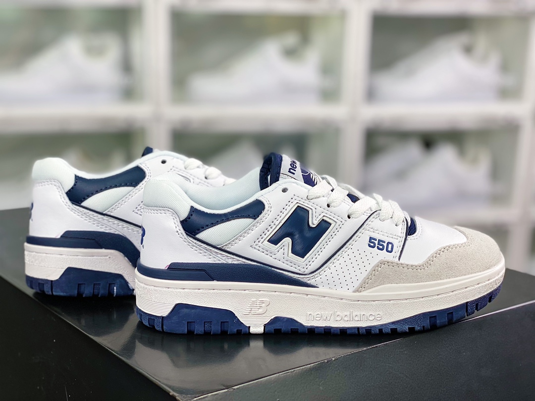 180 NB新百伦New Balance BB550系列经典复古篮球板鞋“白浅灰海军蓝”BB550WA1