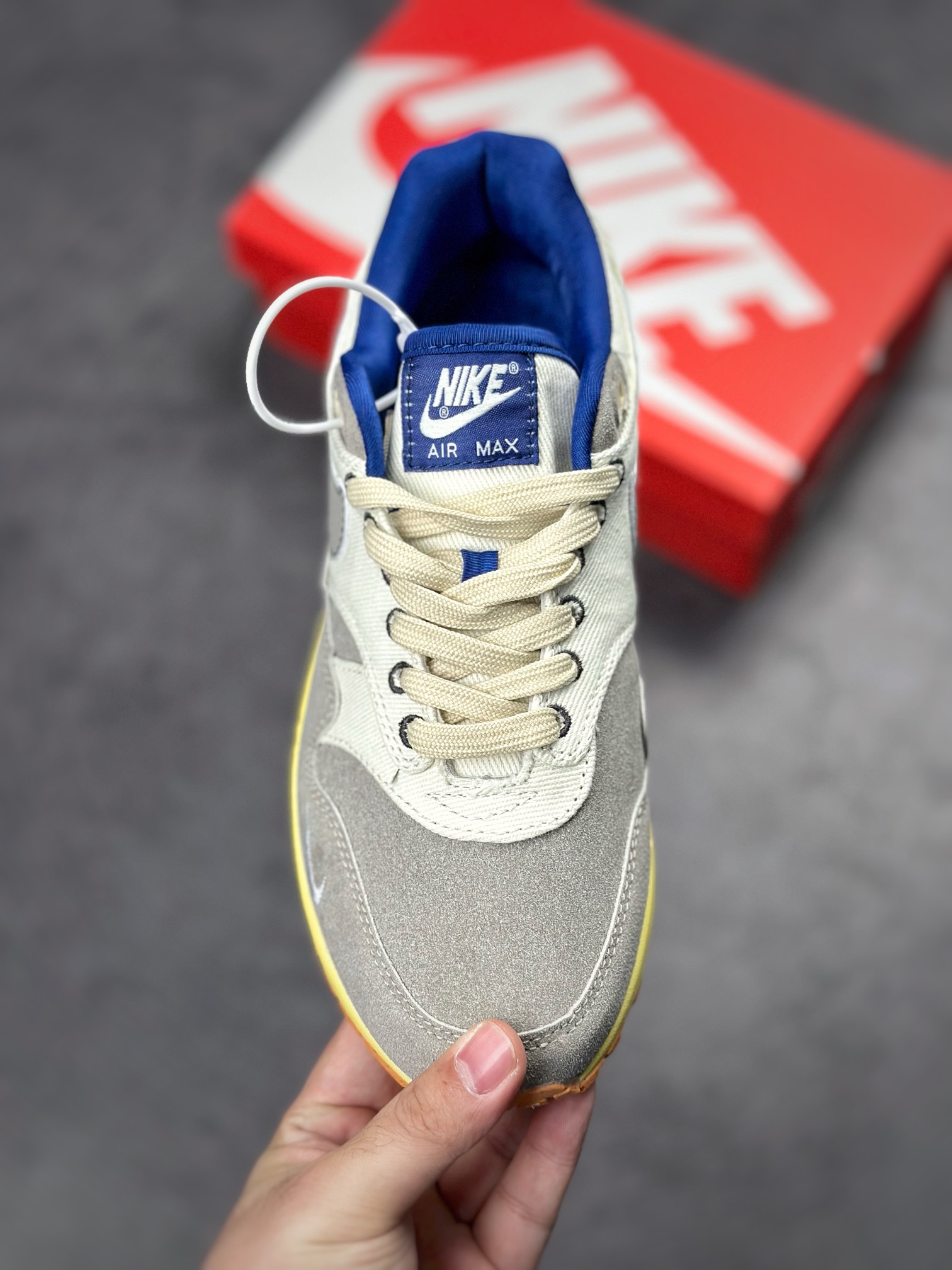 230 Nike Air Max 1 2022复刻 灰白帆布 复古休闲跑步鞋 DV3050-500