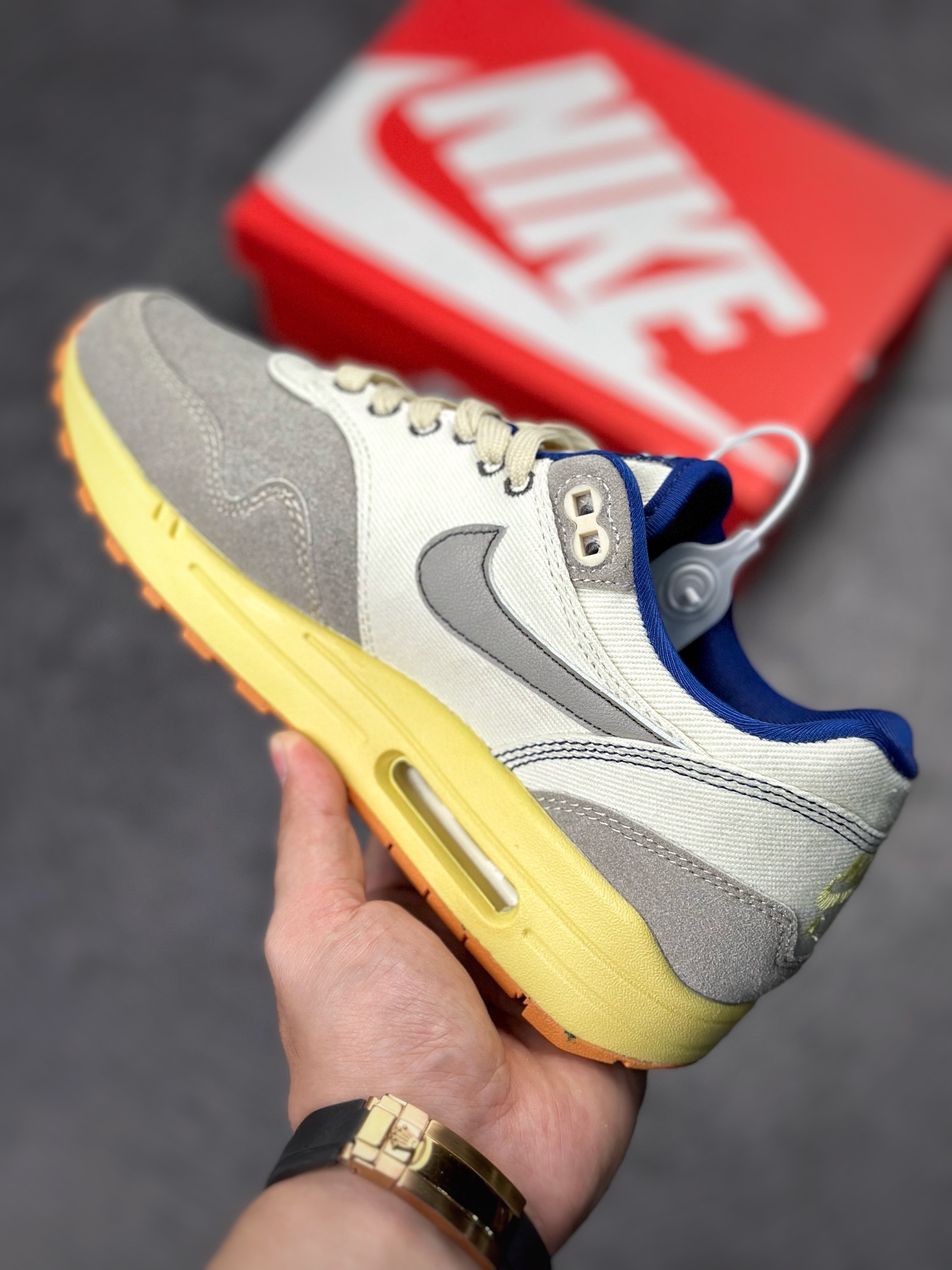 230 Nike Air Max 1 2022复刻 灰白帆布 复古休闲跑步鞋 DV3050-500