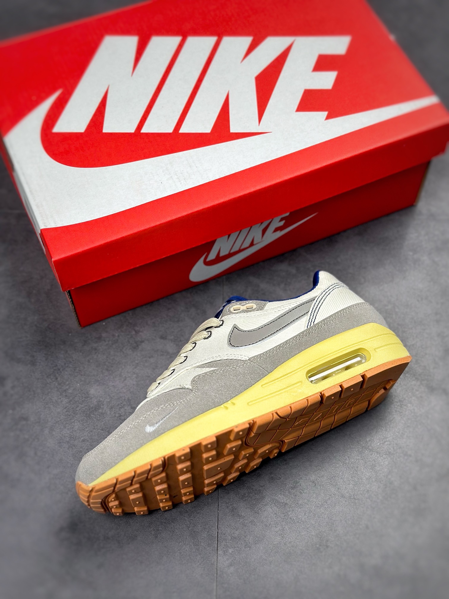 230 Nike Air Max 1 2022复刻 灰白帆布 复古休闲跑步鞋 DV3050-500