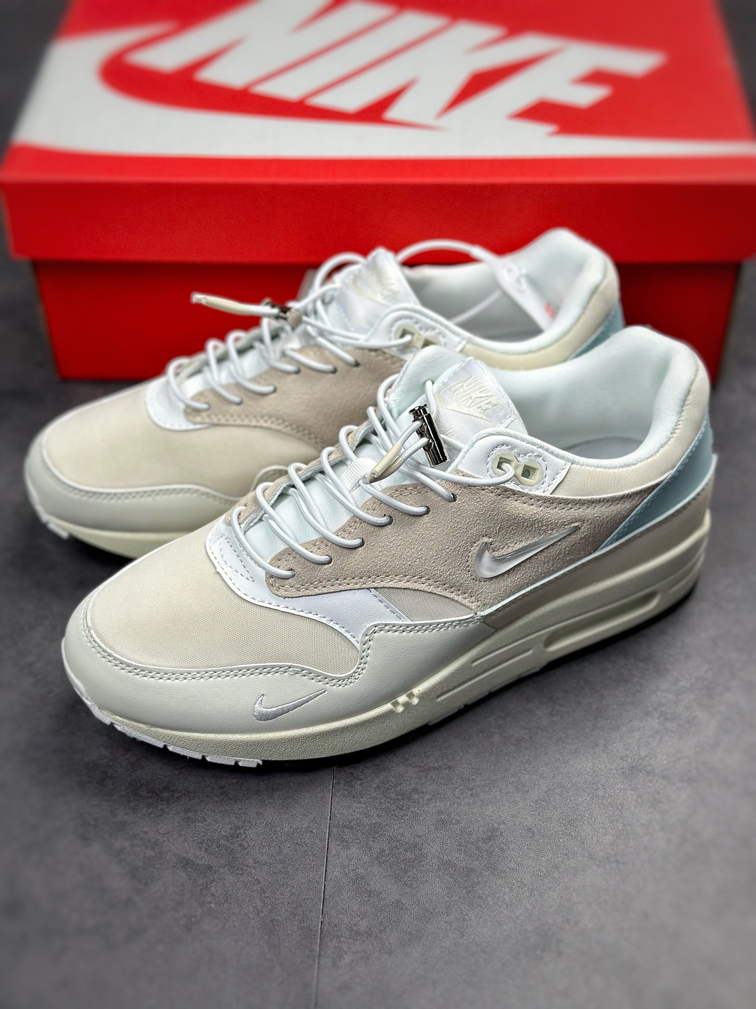 230 Nike Air Max 1 2022复刻 米白蓝复古休闲跑步鞋 DZ5317-121