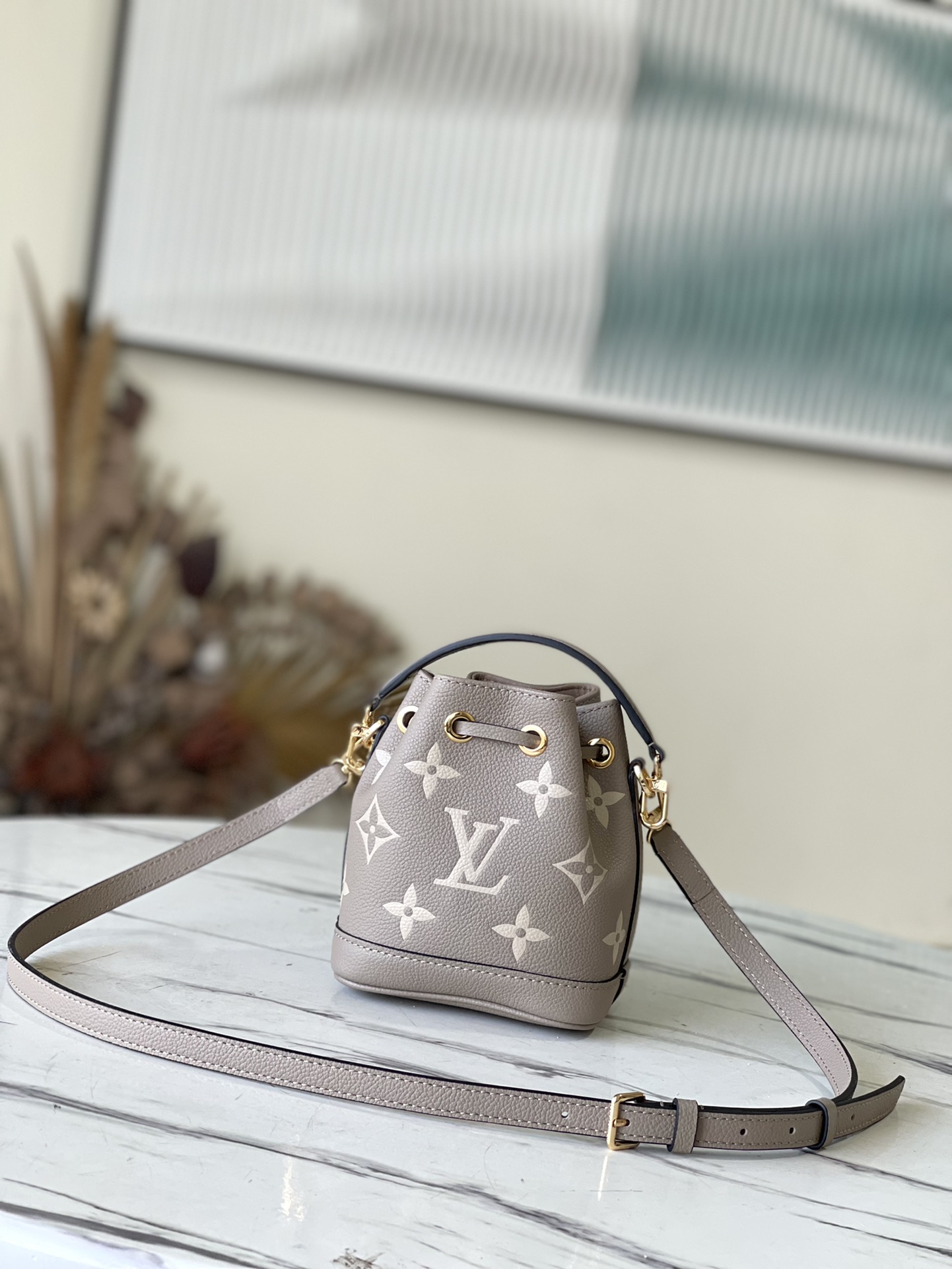 LOUIS VUITTON M46291 Gray Embossed (Silk Printing) This NanoNoé handbag